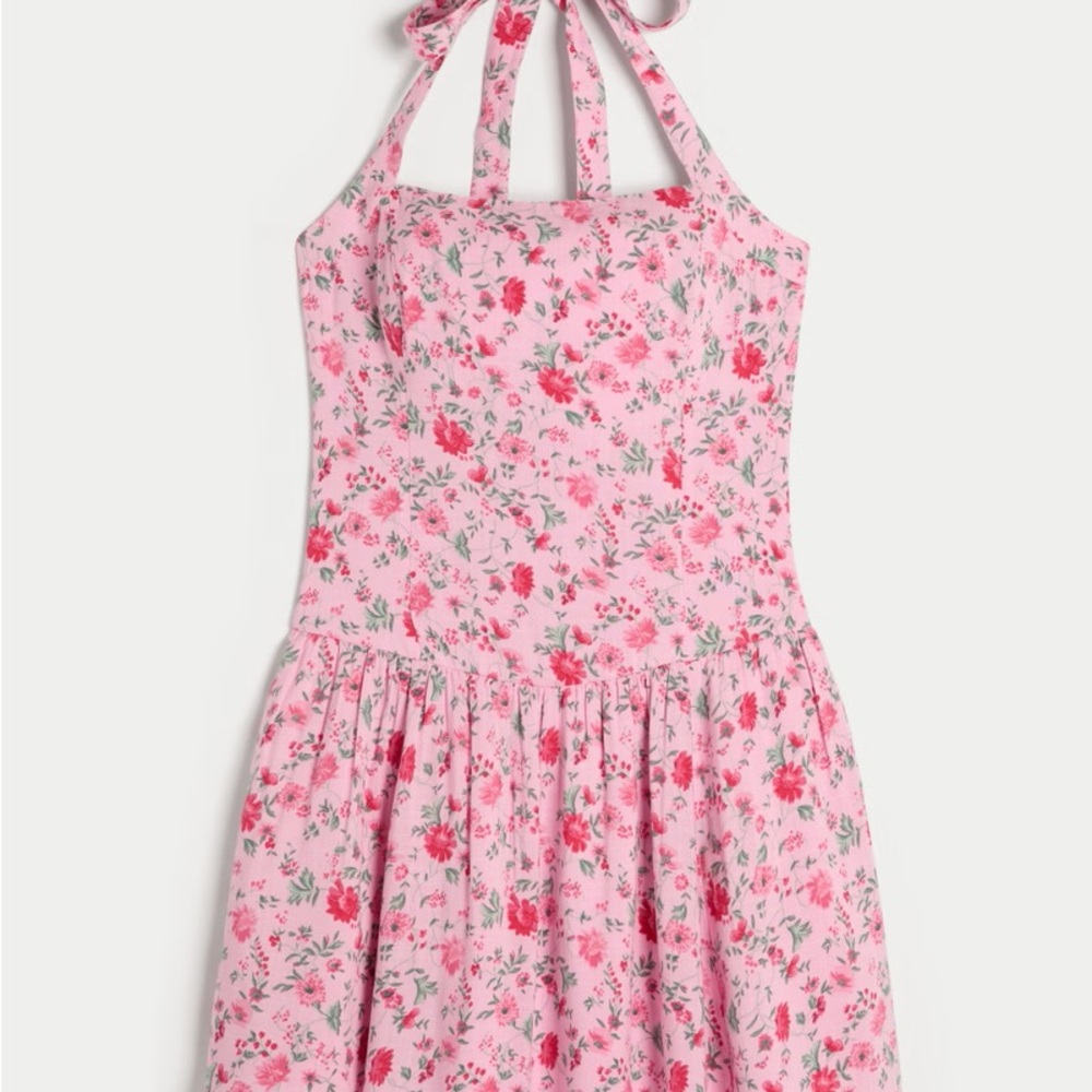 Drop Waist Halter Mini Dress